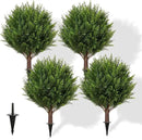 Artificial Cedar Shrub Ball Trees Two 15.8inch with Ground Spikes, can be Planted in The Ground and in pots, Outdoor Artificial Plants Resistant to UV Rays (4pcs) by GreenHaven Gardens