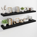 Marsmiles 55" Floating Shelves for Wall, Wooden Shelves with Invisible Brackets Set of 2, Rustic Farmhouse Wall Mounted Shelf for Kitchen Bathroom Living Room Study, Black by CozyNest Decor