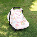Baby Carseat Cover Girls, Pea Pod Unicorn Infant Car Seat Covers Canopy for Newborn with 2 Layers Windows of Breathable Mesh/Fabric, Lightweight Polyester/Minky Dot Backing, Snug Fit by TinyTreasures Baby Boutique