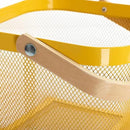 Metal Mesh Steel Basket, Storage Organizer Basket Multi-functional Hanging Kitchen Baskets Fruit Baskets with Wooden Handle for Kitchen Bathroom Picnic Shopping Decor Cabinet Home, Yellow by GreenHaven Gardens