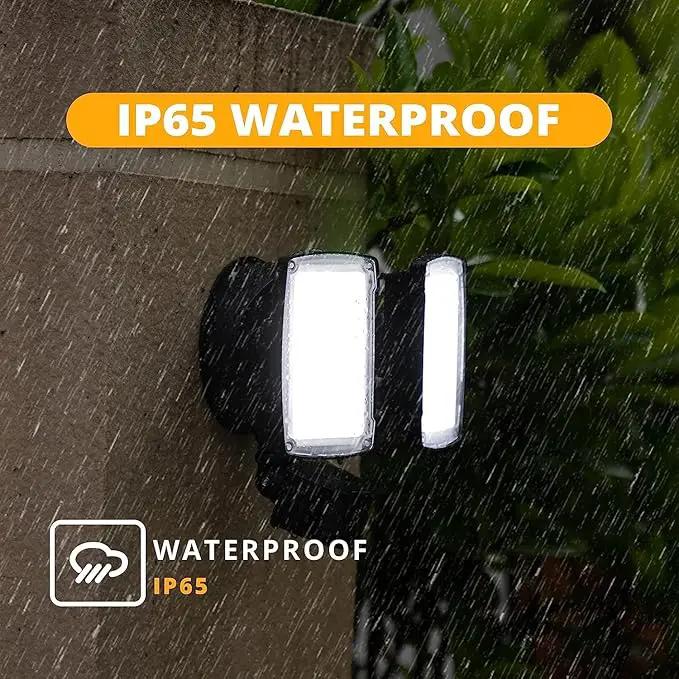 UME 2 Pack 19W LED Flood Light Motion Sensor Outdoor, 2 Adjustable Head, 2000LM, 5000K, IP65 Waterproof, Dusk to Dawn Security Light with Photocell for Exterior,Outside,Garage,House(Black), photo 6 of 7