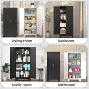 61.02" Kitchen Pantry Cabinet, Pantry Storage Cabinet with 2 Doors and Adjustable Shelves, Black Food Storage for Kitchen, Living Room, Bedroom and Dining Room (Black) Metal Sideboard by CozyNest Decor