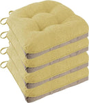 Non Slip Chair Cushions for Dining Chairs Set of 4 Kitchen Chair Cushions 18"x18"x3" Turfted Chair Pads Comfortable and Soft Seat Cushion with Ties, Yellow by CozyNest Decor