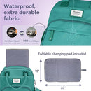 RUVALINO Diaper Bag Backpack-Multifunction Baby Travel Bag with Changing Pad, Insulated Bottle Holders & Pacifier Case, Large Capacity, Waterproof, Turquoise by TinyTreasures Baby Boutique