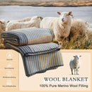 YOUR MOON Pure Merino Wool Blanket, King Size, 100% Australian Natural Wool, Washable, Hypoallergenic - Non-Itchy (Brownish Blue, 90 * 108) by CozyNest Decor