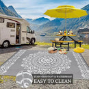 Pauwer Waterproof Outdoor Rug 6x9, Reversible Plastic Straw Patio Camping Rug, Indoor Outdoor RV Mat Carpet for Deck, Camper, Porch, Balcony, Backyard, Picnic, Floral Grey by GreenHaven Gardens