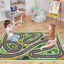 Kids Rug Play mat Playroom Rugs Car Rugs for Kids Toy Cars Race Track for Classroom Rug (Race-Green, 5.2x7.9ft) by CozyNest Decor