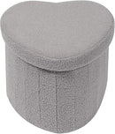 B FSOBEIIALEO Storage Ottoman Cube, Heart Shaped Ottomans with Storage Foot Stool Footrest for Lving Room, Boucle Ottoman Seat for Dorm Room,Faux Teddy Fur, Grey 15"x15"x15" by CozyNest Decor