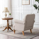 chairus Linen Accent Chair for Living Room Upholstered Mid Century Modern Single Sofa Chair with Solid Wood Legs Comfy Reading Chair Armchair for Bedroom/Office Room/Recption/Lounge, Khaki Stripe by CozyNest Decor