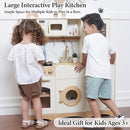 Wooden Play Kitchen for Kids with Realistic and Interactive Features, Includes 20 Toy Kitchen Accessories, Ideal Pretend Playset Gift for Kids and Toddlers Ages 3+ by TinyTreasures Baby Boutique