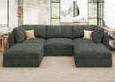 HONBAY Modular Sectional Sofa with Storage Corduroy U Shaped Sofa Modular Sectional Couches for Living Room,Green by CozyNest Decor