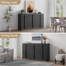 Buffet Cabinet with Storage, 120" Fluted Coffee Bar with 8 Drawers & 4 Doors, Modern Sideboard Buffet with Solid Wood Handle, Credenza Storage Cabinet for Living Room Kitchen Dining Room, Black(2PCS) by CozyNest Decor