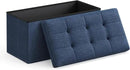 SONGMICS MAZIE Collection - 30 Inches Folding Storage Ottoman Bench, Ottoman Foot Rest, End of Bed Bench, Storage Chest, Load 660 lb, for Living Room, Bedroom, Entryway, Midnight Blue ULSF47IN by CozyNest Decor