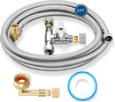 Dishwasher Installation Kit - 8 FT Stainless Steel Braided Dishwasher Hose kit,Food Grade PEX Inner Tube Water Line with 3/8"x 3/8"x 3/8" Tee Stop Valve,3/8"x 3/8"MIP Elbow,3/8"x 3/4"FHT Elbow by CozyNest Decor