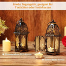 Metal Candle Holder 4PCS Transparent Glass Moroccan Style Hanging Lanterns Creative Wedding Home Tabletop Decoration Birdcage, Black by CozyNest Decor