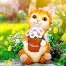 GIGALUMI Solar Garden Decor Flower Pot Cat Statues Outdoor, Birthday Gifts for Women Mom Grandma Senior Elder, Cat Ornament for Balcony, Garden, Patio, Yard, Lawn by CozyNest Decor
