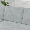 85 Inches Sofa Bed, 3 Seater Sleeper Sofa with Storage Chaise, Square Handrail With Pull and Copper nail,Chenille-Light Grey, Pull Out Couch for Living Room