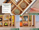 Kootek Bamboo Drawer Organizer with Removable Dividers, 6 Pcs Adjustable Kitchen Drawer Organizer Utensils Bamboo Organizers Silverware Storage Box Cutlery Tray Multi-Use for Bathroom, Makeup, Office by CozyNest Decor