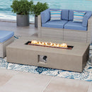 COSIEST 56-inch x 28-inch Outdoor Propane Fire Pit Coffee Table w Concrete Rectangle Base, CSA Certified, 50,000 BTU, Free Lava Rocks and RainCover, Fits 20lb Tank Outside(Gray) by GreenHaven Gardens