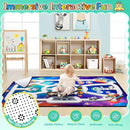 Kids Rug, Space Themed Baby Play Mat, 4x6 Ft Playroom Rug, Colorful Cartoon Outer Space, Planet, Rocket, Spaceship Road Carpet for Playroom, Educational Learning Carpet for Kids Mat by CozyNest Decor