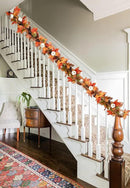 DearHouse 6ft Pumpkin Fall Maple Leaves Garland - Artificial Autumn Foliage Hanging Vine for Thanksgiving, Home, Wedding, Fireplace, Party, Christmas Decor (Orange & Brown) by CozyNest Decor