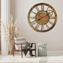 The Gears Clock 36'' Inch Real Moving Gear Wall Clock Vintage Industrial Oversized Rustic Farmhouse (Gold Antique) by CozyNest Decor