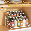 RCHYFEED Spice Rack Organizer for Cabinet, 4 Tier Spice Organization for Cabinet Depth Adjustable,Tierd Spice Rack Seasoning Organizer for Kitchen Countertop Pantry, Metal(1 Pack) by CozyNest Decor