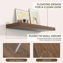 RICHFOCUS 36Inch Floating Shelves for Wall 2 Pack Shelves for Bedroom|Kitchen|Bathroom Wall Mounted Rustic Wood Floating Shelf with Invisible Brackets for Books|Storage|Decor, Walnut by CozyNest Decor
