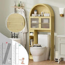 Over The Toilet Storage Cabinet, 31''W Arched Space-Saving Bathroom Organizer with Adjustable Shelf and Acrylic Doors, Freestanding Over Toilet Cabinet for Bathroom, Laundry, Restroom (Oak Wood) by CozyNest Decor