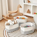 Cotton Rope Storage Basket Set of 3 (15"x10.2"x9.1") - Rectangle Storage Bins - Versatile Toy Storage Organizer - Perfect for Kids, Dog Toys, Books, Shelves - White & Grey by TinyTreasures Baby Boutique