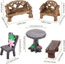 Skylety 12 Pieces Garden Furniture Ornaments Miniature Table and Chairs Set Village Micro Resin Bench Chair for Dollhouse Accessories Home Micro Landscape (Cute Style) by GreenHaven Gardens