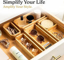 SMIRLY 5-Piece Bamboo Kitchen Drawer Organizer Set for Large and Small Utensils, Multi-use Storage Box - Bathroom, Nightstand, Jewelry, Cutlery, Knife, Spice, Towel, Junk Drawer Tray by CozyNest Decor