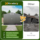 12x10 FT Metal Sheds & Outdoor Storage: Heavy Duty Garden Sheds with Dual Transparent Panels, DIY-installable Windows & Lockable Doors, Weatherproof Tool Shed for Backyard, Garden, Patio, Grey by GreenHaven Gardens