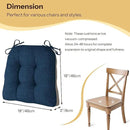 Non Slip Chair Cushions for Dining Chairs Set of 4 Kitchen Chair Cushions 18"x18"x3" Turfted Chair Pads Comfortable and Soft Seat Cushion with Ties, Navy by CozyNest Decor