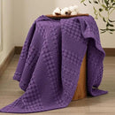 PHF 100% Cotton Waffle Weave Throw Blanket, Soft Lightweight Breathable Cozy Summer Throws for Couch Bed Sofa, Luxury Aesthetic Woven Blanket for Home Decor & Office, 50"x60", Grape by CozyNest Decor