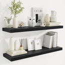 36 Inch Floating Shelves, 9.3 Inch Deep Rustic Wall Shelves - Extra Deeper Wall Mounted Storage Shelves for Bathroom, Kitchen, Living Room (Black, Set of 2) by CozyNest Decor