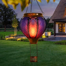 Hot Air Balloon Solar Lantern with Flickering Flame Hanging Solar Lights Outdoor Waterproof Lanterns for Garden Patio Yard Party Decoration Blue&Pink by GreenHaven Gardens