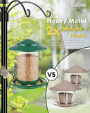 iBorn Metal Bird Feeders for Outdoors Hanging,Wild Bird Feeders for Cardinal,18cm Large Roof&Tray New Green 6 Port (Seed is not Included) by CozyNest Decor