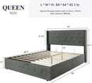 Allewie Queen Size Lift Up Storage Bed, Button Tufted Headboard with Wingback, Hydraulic Support, No Box Spring Needed, Dark Grey by CozyNest Decor