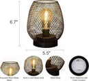 2 Pack Battery Operated Lamp Outdoor Table Lantern,Metal Cage Cordless Lamps with LED Bulb for Weddings Parties Patio Events Indoor Outdoor Patio Bedroom Living Room（Black by GreenHaven Gardens