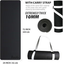 Extra Thick Exercise Yoga Mat with Strap - 2/5 Inch (10MM), Non-Slip Workout Mat for Yoga, Pilates, and Floor Exercises by TinyTreasures Baby Boutique
