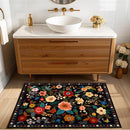 Floral 2x3 Area Rug Machine Washable Soft Print Boho Carpet Non Slip Doormat Low Pile Flower Area Rugs for Living Room Bedroom Nursery Kitchen Dining Room Indoor-Black by TinyTreasures Baby Boutique