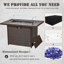 Propane Fire Pit Table,44 Inch 55000 BTU Outdoor Gas Fire Pit Rectangular with Glass Wind Guard for Outside Patio Deck (Brown-Aluminum Top) by GreenHaven Gardens