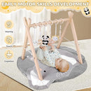 Wooden Baby Play Gym with Mat,Foldable Activity Gym for Newborns 0-12 Months,6 Hanging Sensory Toys for Infant Development,Montessori Toys for Baby Boys & Girls Shower Gift (Elephant) by TinyTreasures Baby Boutique