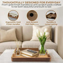 Acacia Wood Serving Tray with Metal Handles – 17x12in Rustic Decorative Ottoman & Coffee Table Tray for Breakfast in Bed, Dinner, Bar, Kitchen, Home Décor & Entertaining by CozyNest Decor