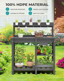 SERWALL Potting Bench Set of 2 Outdoor Potting Table with Sink, HDPE Potting Benches for Outside Gardening Table All Weather Use- Gray by GreenHaven Gardens