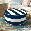 Inflatable Ottoman Stool D21 xH9 for Outdoor/Indoor Use, Water Repellent Patio Foot Rest Stool with Portable Handle,Round Pouf Ottoman Suitable for Garden,Deck and Camping - Cabana Navy by CozyNest Decor