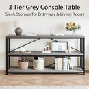 LVB Long Console Table with Storage, Farmhouse Rustic Skinny Entryway Table, Modern Wood Metal Hallway Sofa Table with Shelf, Industrial Narrow Couch Entry Table for Foyer Living Room, Light Grey, 63 by CozyNest Decor