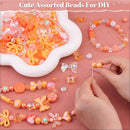Assorted 170-230PCS Orange Acrylic Beads for Bracelet Making, Flower Bow Butterfly Candy GummyBear Aesthetic Bracelet Charms,Cute Beads for Jewelry Making DIY Necklace Keychain Phone Charm by TinyTreasures Baby Boutique