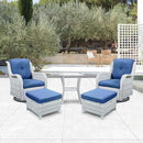 Outdoor Swivel Rocker Furniture 5 Pieces Patio Wicker Furniture Sets, Rattan Patio Swivel Glider Chairs with 2 Ottoman and Glass Side Table by GreenHaven Gardens